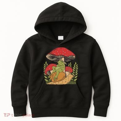 Cottagecore Aesthetic Frog Mushroom Snail Goblincore Toad Kids Hoodie