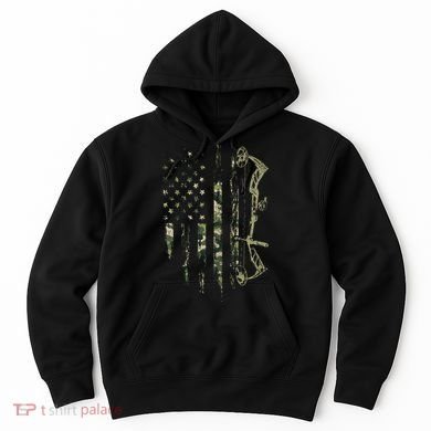 Camo American Flag Bowhunting Bow Archery Deer Hunting Gift Hoodie