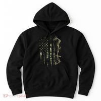 Camo American Flag Bowhunting Bow Archery Deer Hunting Gift Hoodie thumb 0