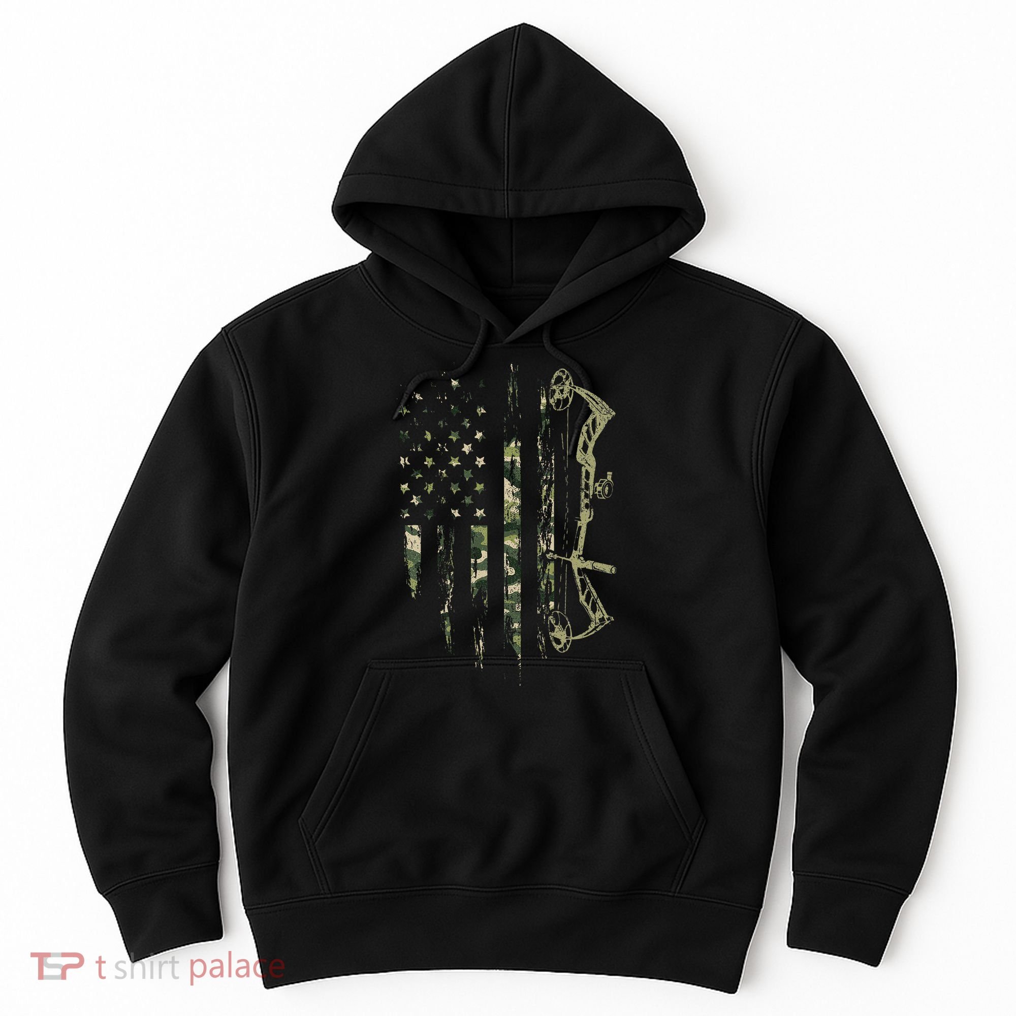 Camo American Flag Bowhunting Bow Archery Deer Hunting Gift Hoodie