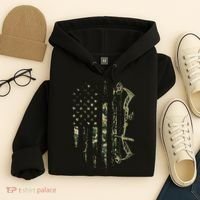 Camo American Flag Bowhunting Bow Archery Deer Hunting Gift Hoodie thumb 4