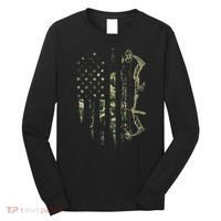 Camo American Flag Bowhunting Bow Archery Deer Hunting Gift Long Sleeve Shirt thumb 0
