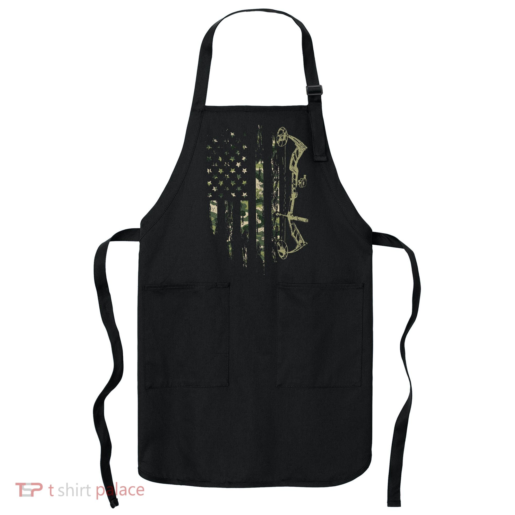 Camo American Flag Bowhunting Bow Archery Deer Hunting Gift Apron