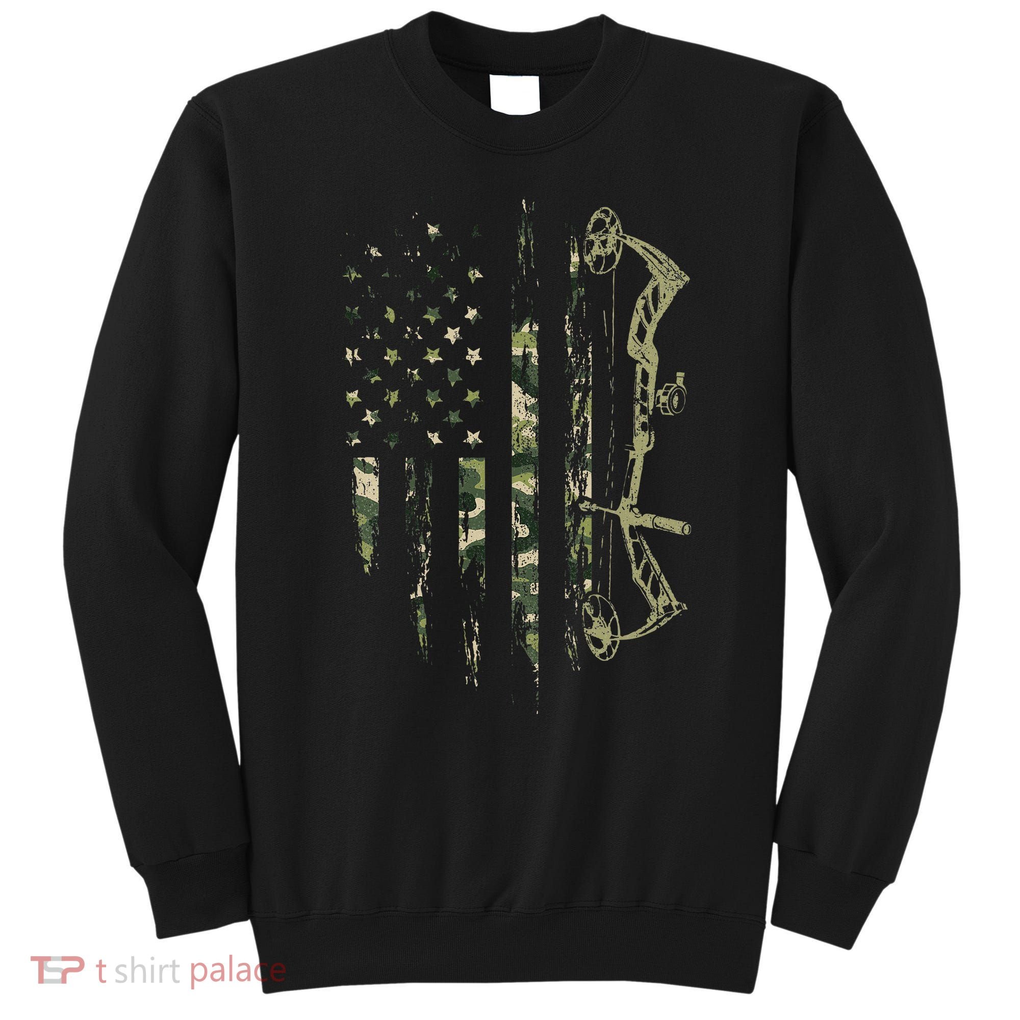 Camo American Flag Bowhunting Bow Archery Deer Hunting Gift Sweatshirt
