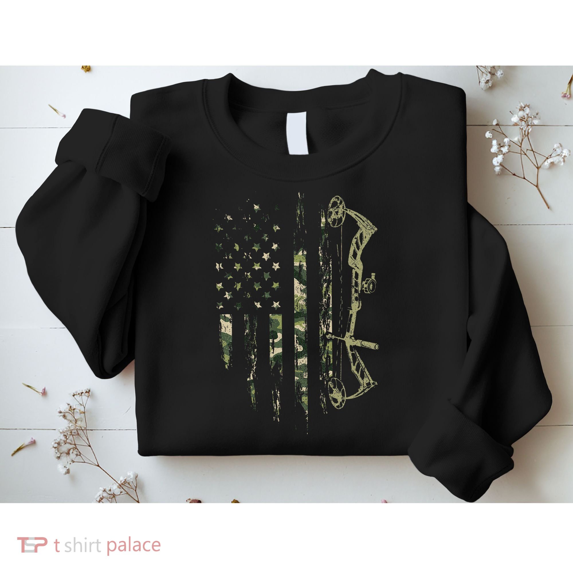 Camo American Flag Bowhunting Bow Archery Deer Hunting Gift Sweatshirt