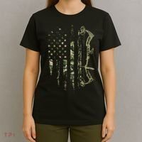 Camo American Flag Bowhunting Bow Archery Deer Hunting Gift T-Shirt thumb 4