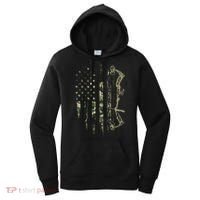 Camo American Flag Bowhunting Bow Archery Deer Hunting Gift Women's Hoodie thumb 0
