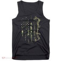 Camo American Flag Bowhunting Bow Archery Deer Hunting Gift Tank Top thumb 0