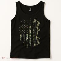 Camo American Flag Bowhunting Bow Archery Deer Hunting Gift Tank Top thumb 2