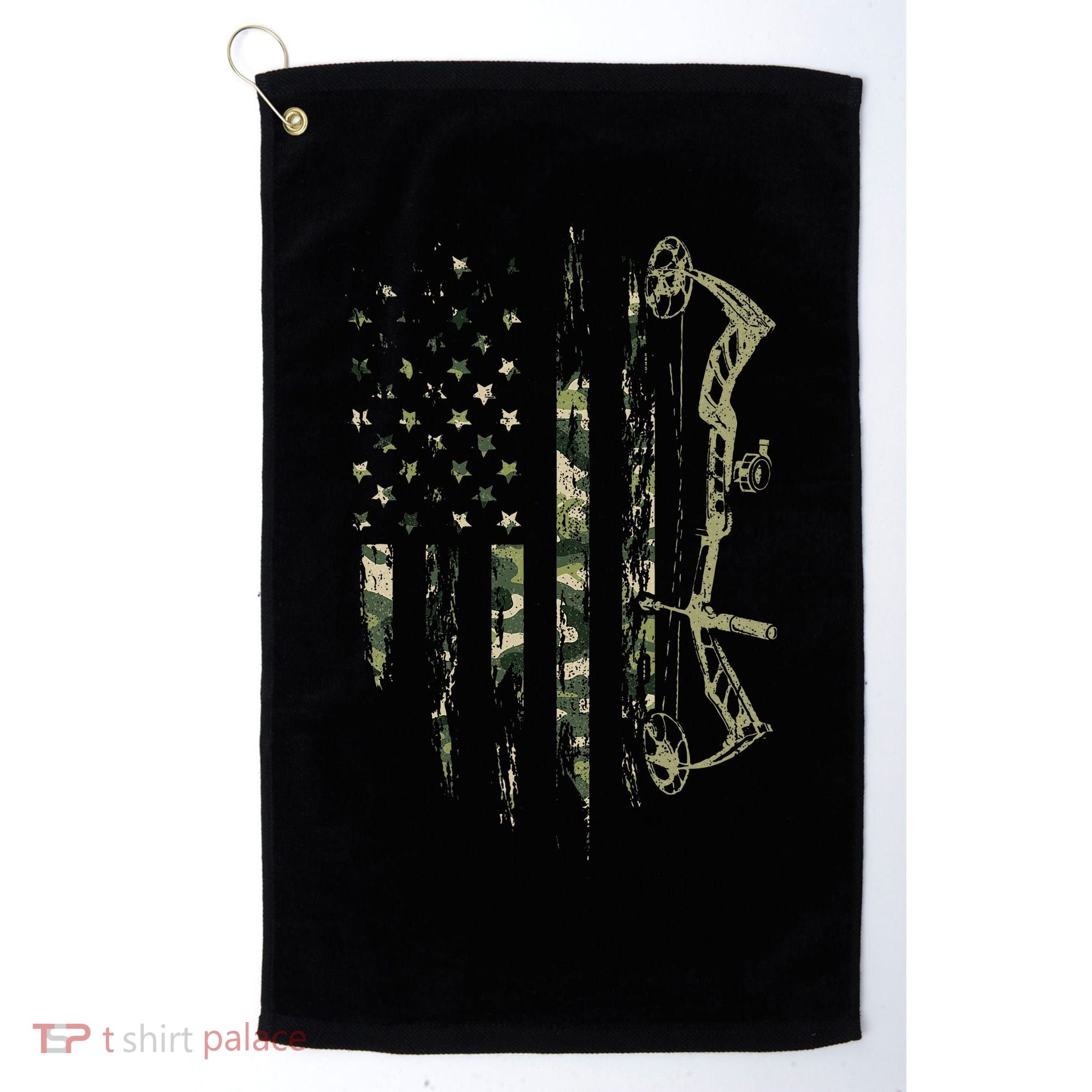 Camo American Flag Bowhunting Bow Archery Deer Hunting Gift Golf Towel