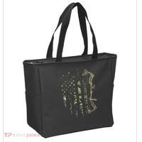 Camo American Flag Bowhunting Bow Archery Deer Hunting Gift Tote Bag thumb 2
