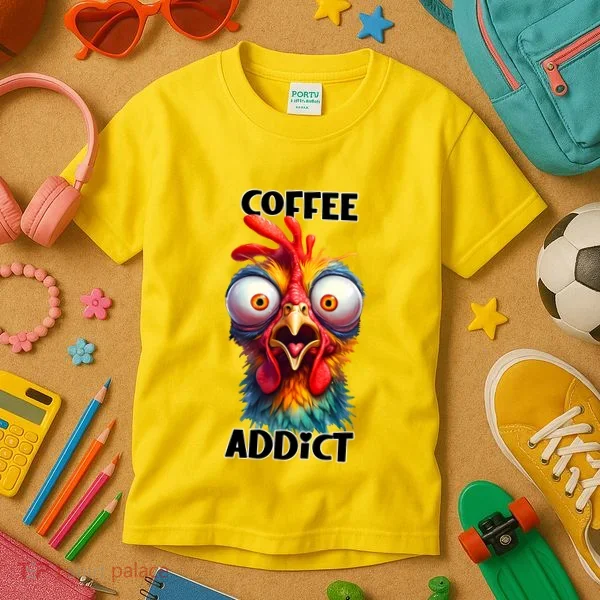 Coffee Addict Funny Turkey Kids T-Shirt