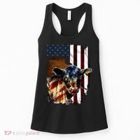Cow American Flag Heifer Us 4th Of July Farm Cattle Usa Gift Women's Tank Top thumb 0