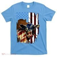 Cow American Flag Heifer Us 4th Of July Farm Cattle Usa Gift T-Shirt thumb 0