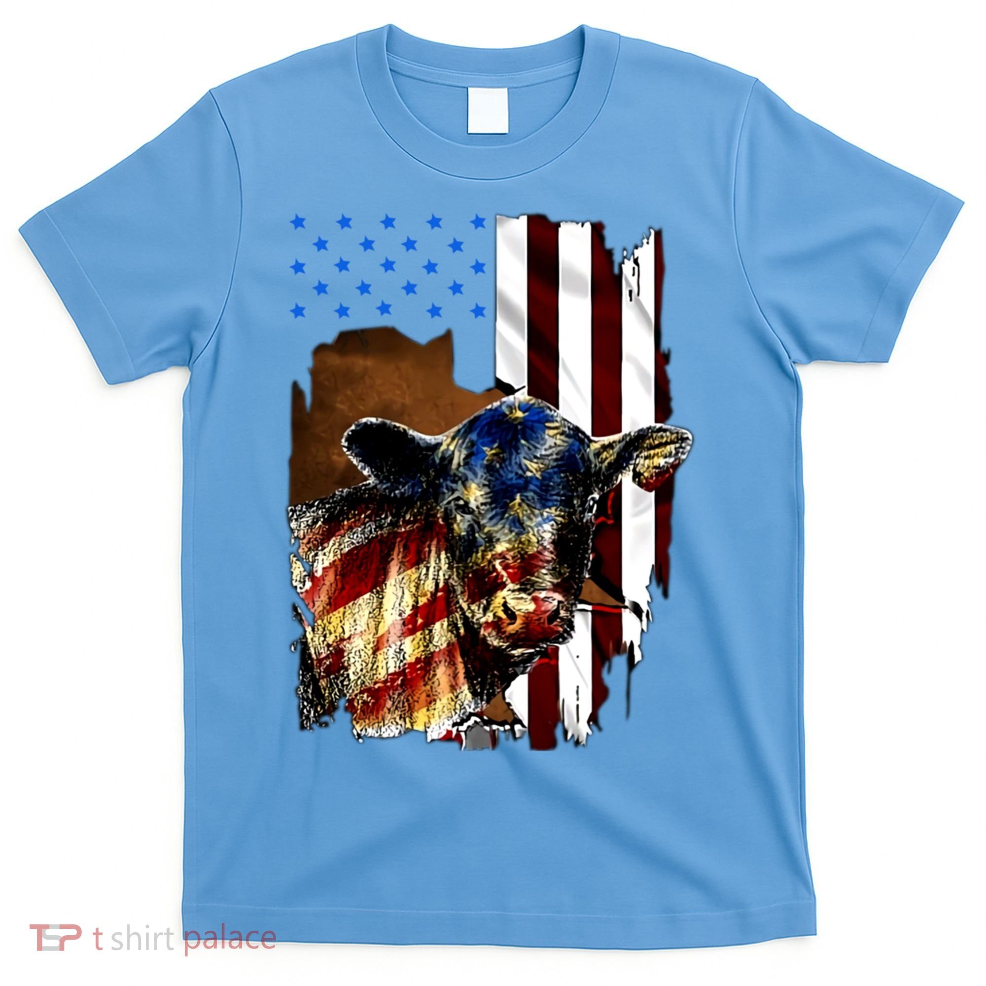 Cow American Flag Heifer Us 4th Of July Farm Cattle Usa Gift T-Shirt