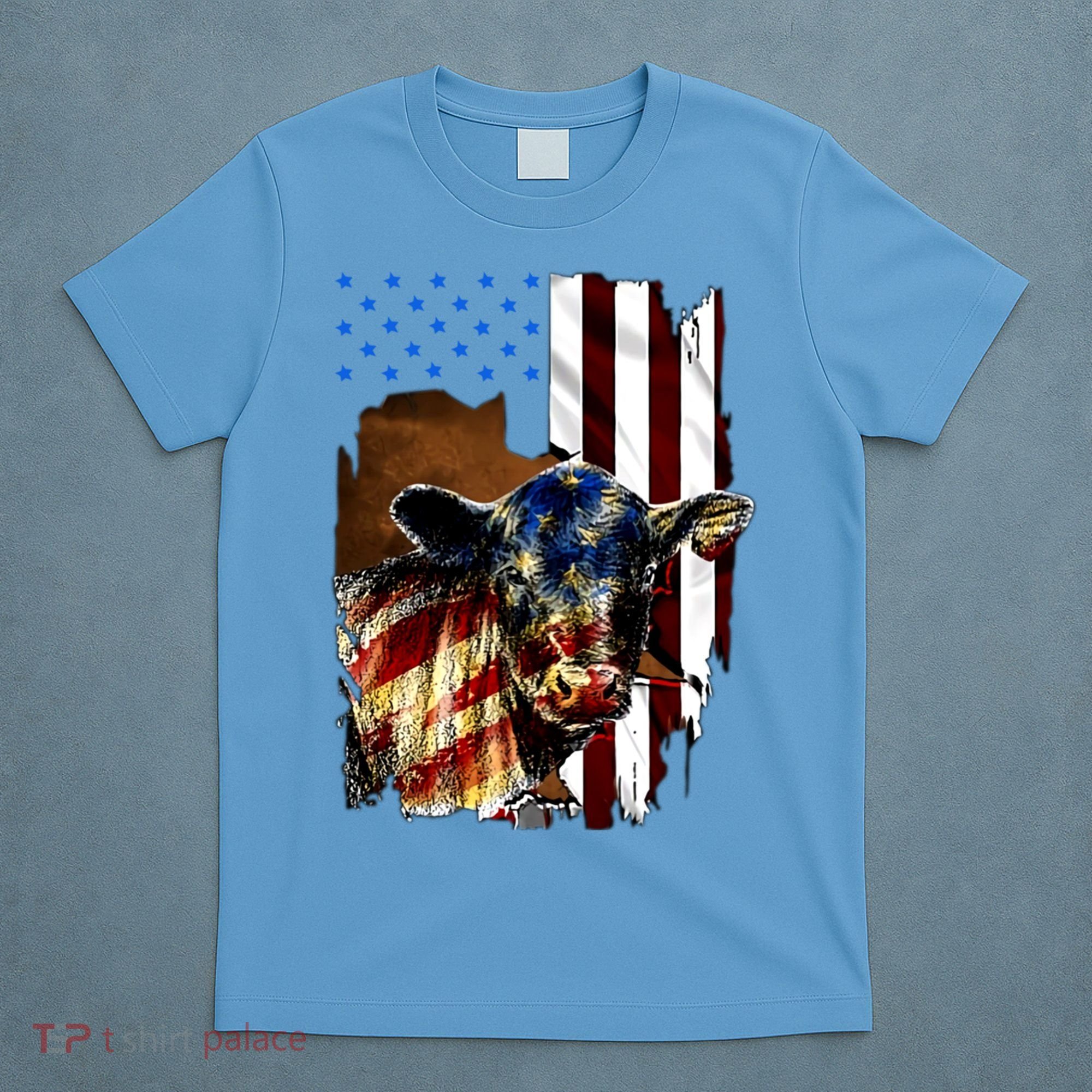 Cow American Flag Heifer Us 4th Of July Farm Cattle Usa Gift T-Shirt