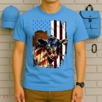 Cow American Flag Heifer Us 4th Of July Farm Cattle Usa Gift T-Shirt thumb 5