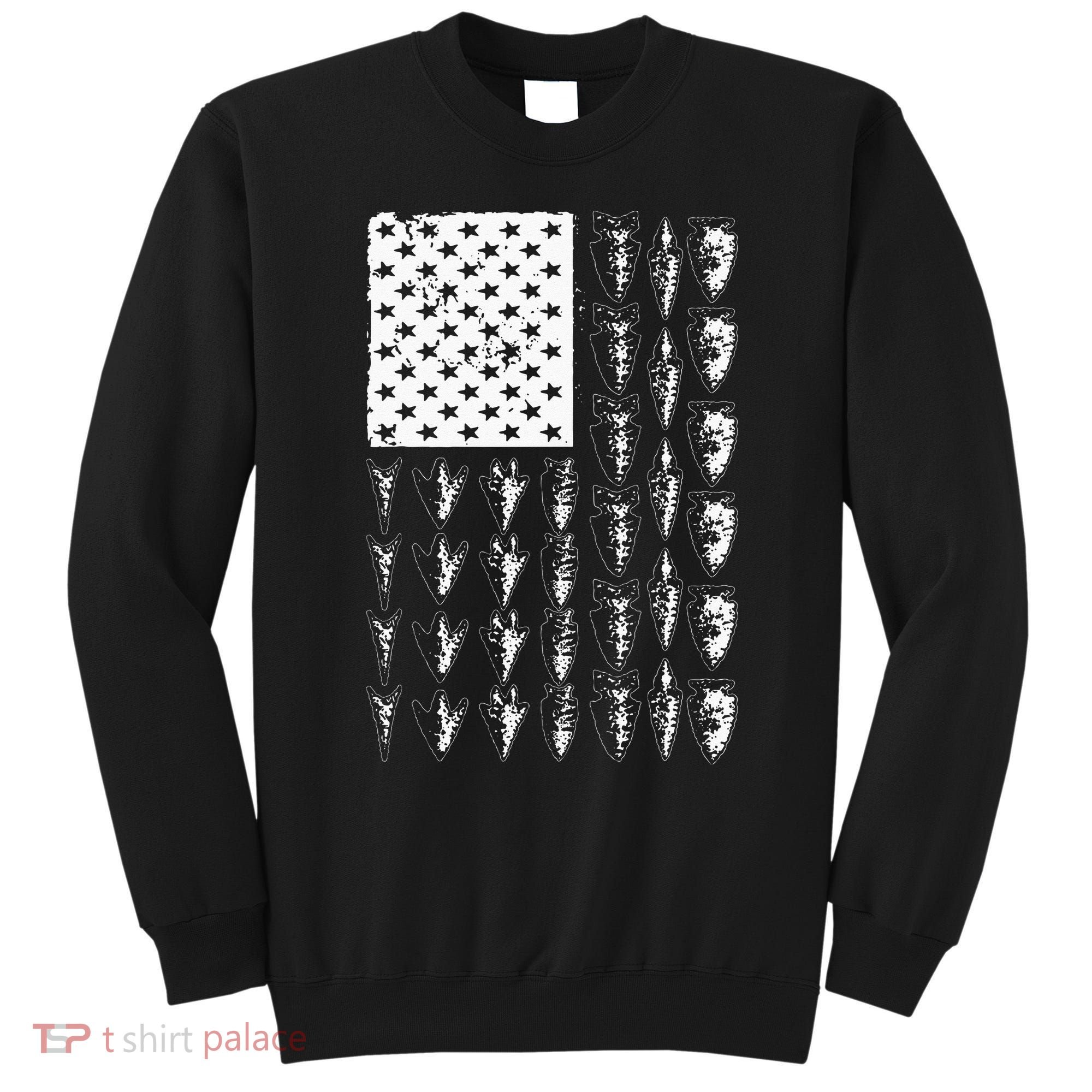 Cool Arrowhead For Men Women Bowhunt Arrow Hunting USA Flag Sweatshirt
