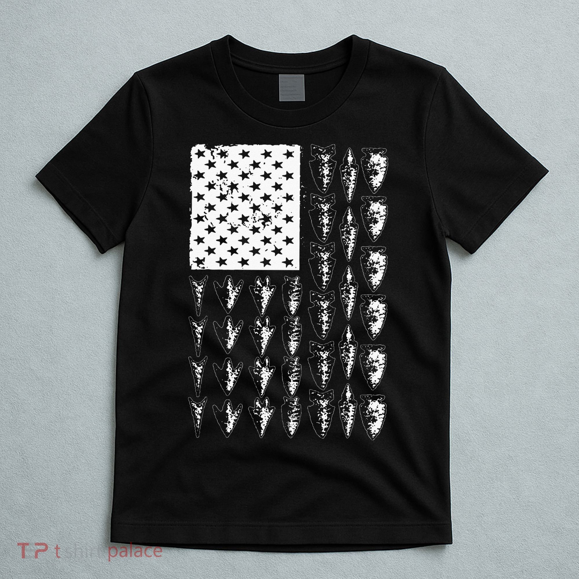 Cool Arrowhead For Men Women Bowhunt Arrow Hunting USA Flag T-Shirt