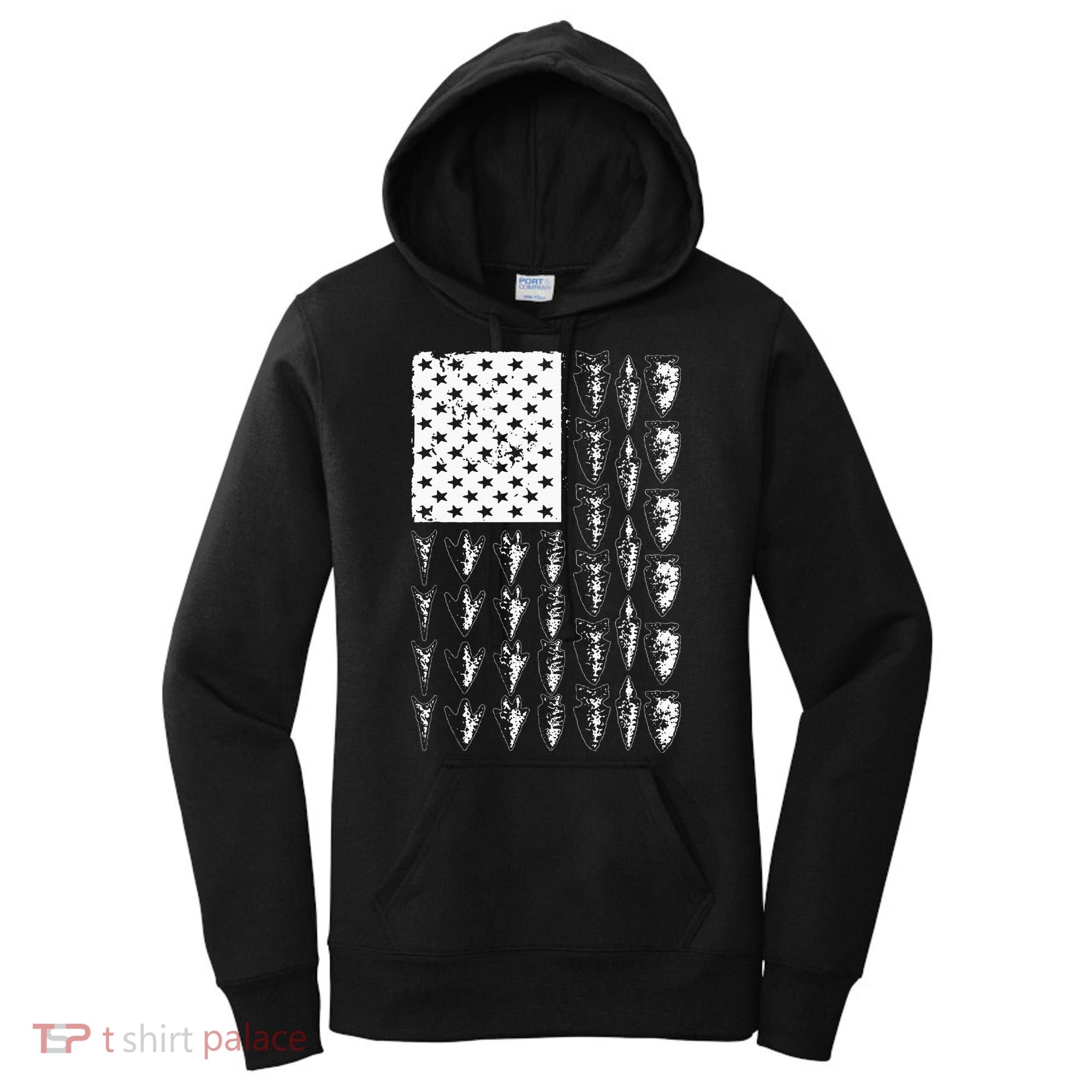 Cool Arrowhead For Men Women Bowhunt Arrow Hunting USA Flag Women's Hoodie