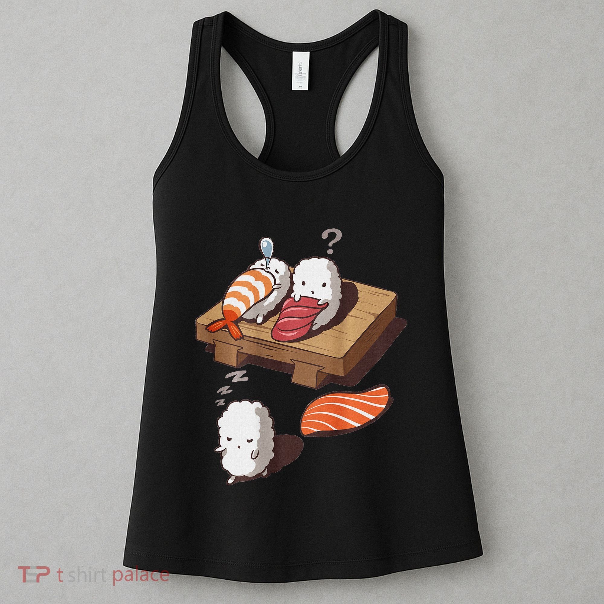 Cute And Funny Japanese Nigiri Sushi Sleepwalking Women's Tank Top