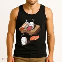 Cute And Funny Japanese Nigiri Sushi Sleepwalking Tank Top thumb 3