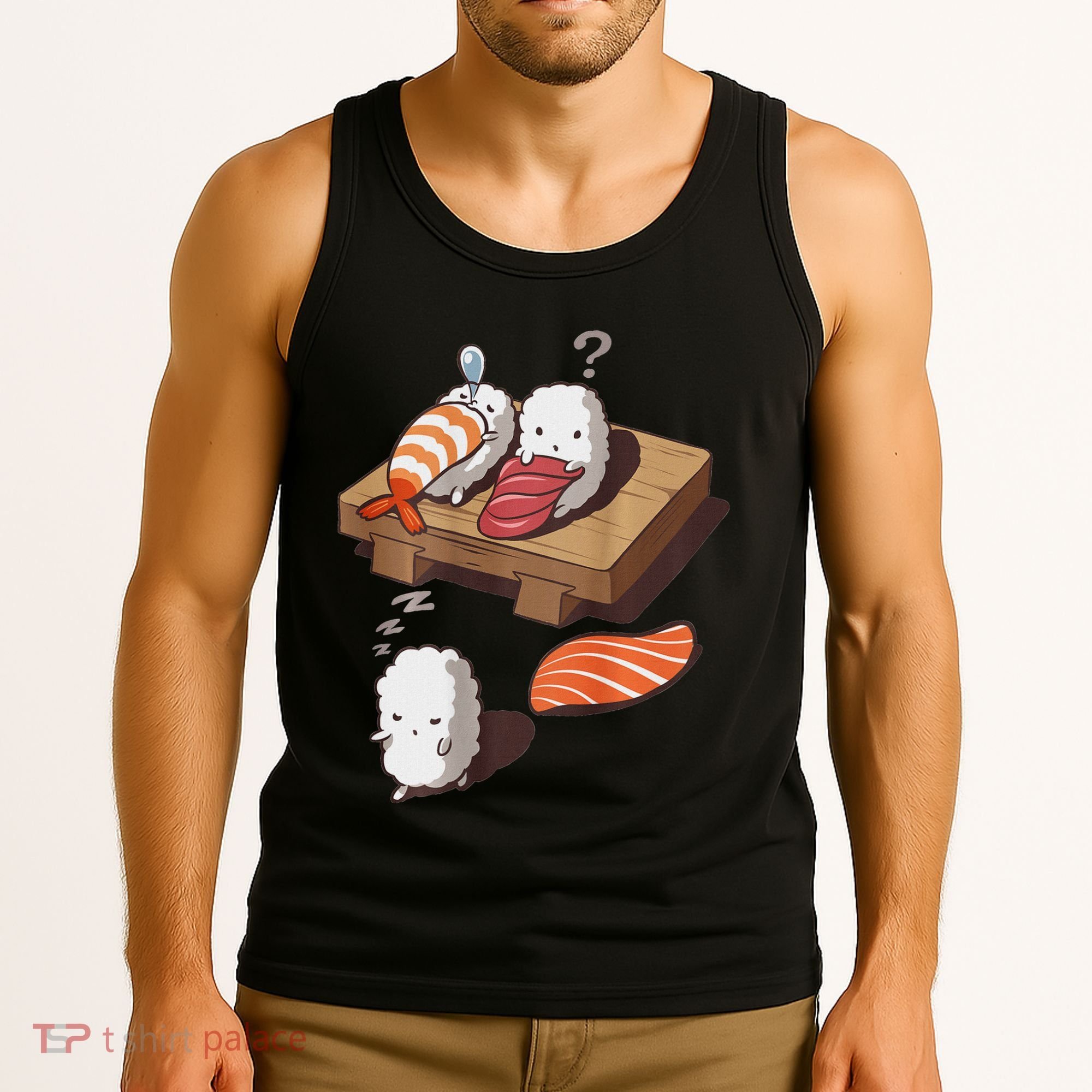 Cute And Funny Japanese Nigiri Sushi Sleepwalking Tank Top
