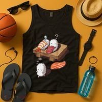 Cute And Funny Japanese Nigiri Sushi Sleepwalking Tank Top thumb 4