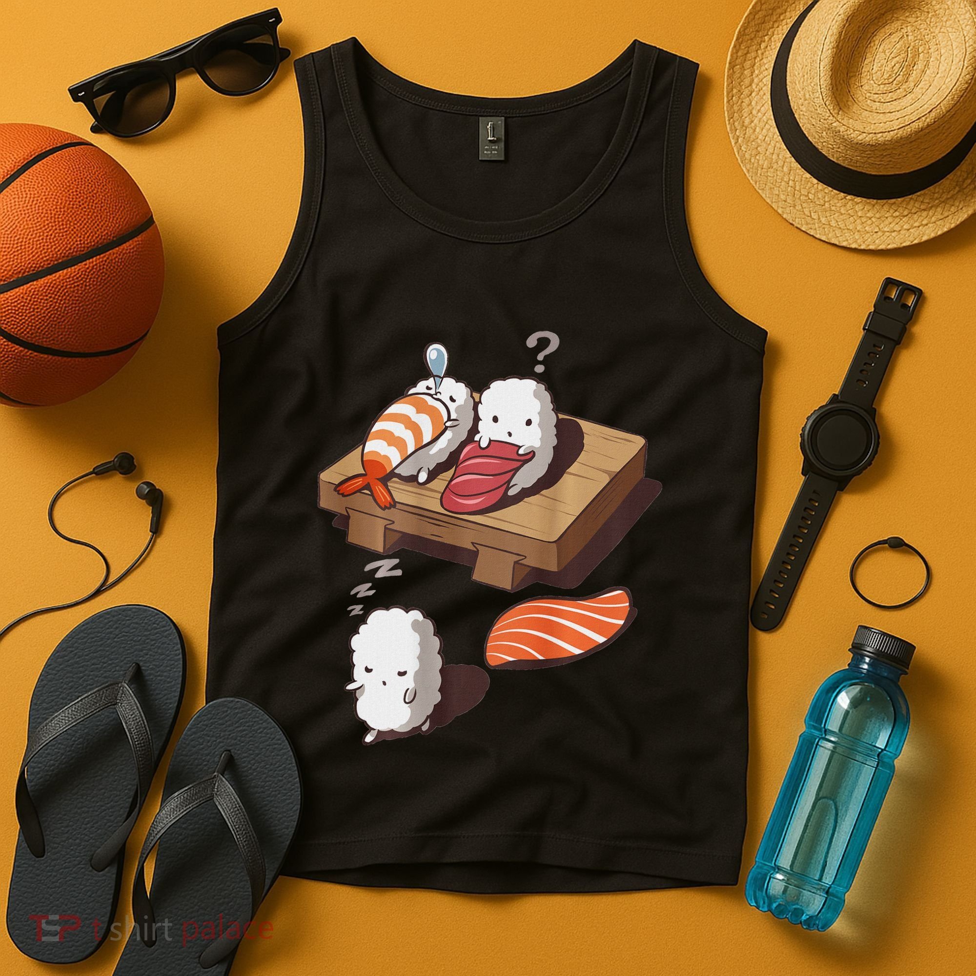 Cute And Funny Japanese Nigiri Sushi Sleepwalking Tank Top