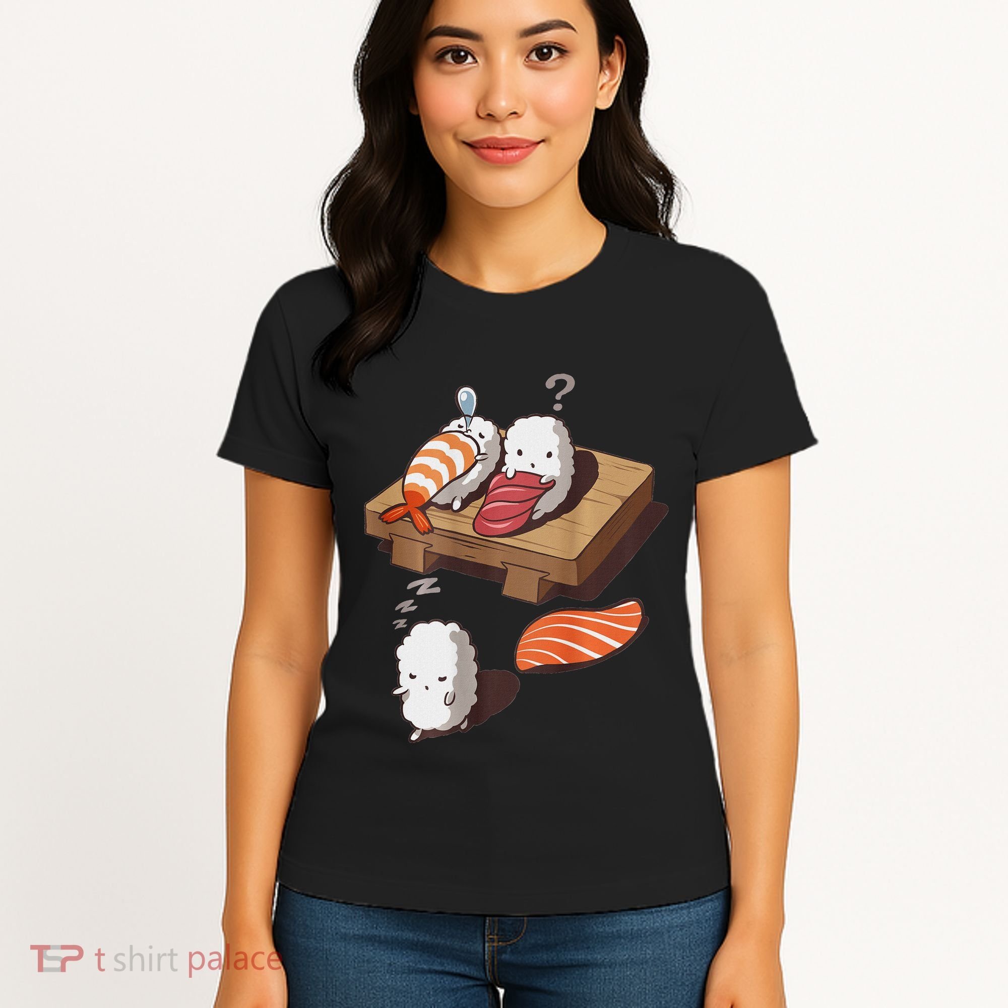 Cute And Funny Japanese Nigiri Sushi Sleepwalking Women's T-Shirt