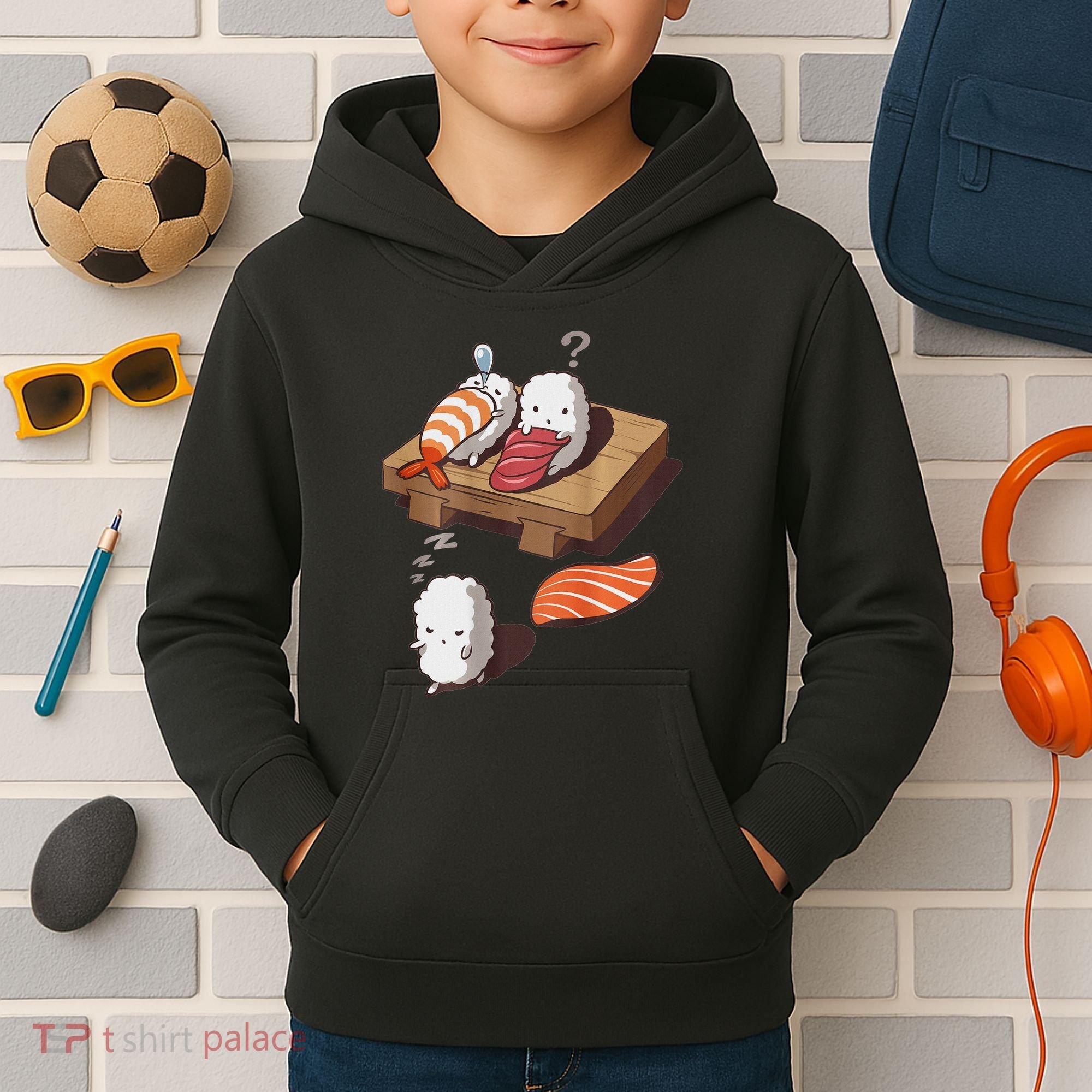 Cute And Funny Japanese Nigiri Sushi Sleepwalking Kids Hoodie