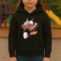 Cute And Funny Japanese Nigiri Sushi Sleepwalking Kids Hoodie thumb 3