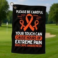 CRPS Awareness Fighter Disease RSD Warrior Orange Ribbon Golf Towel thumb 1