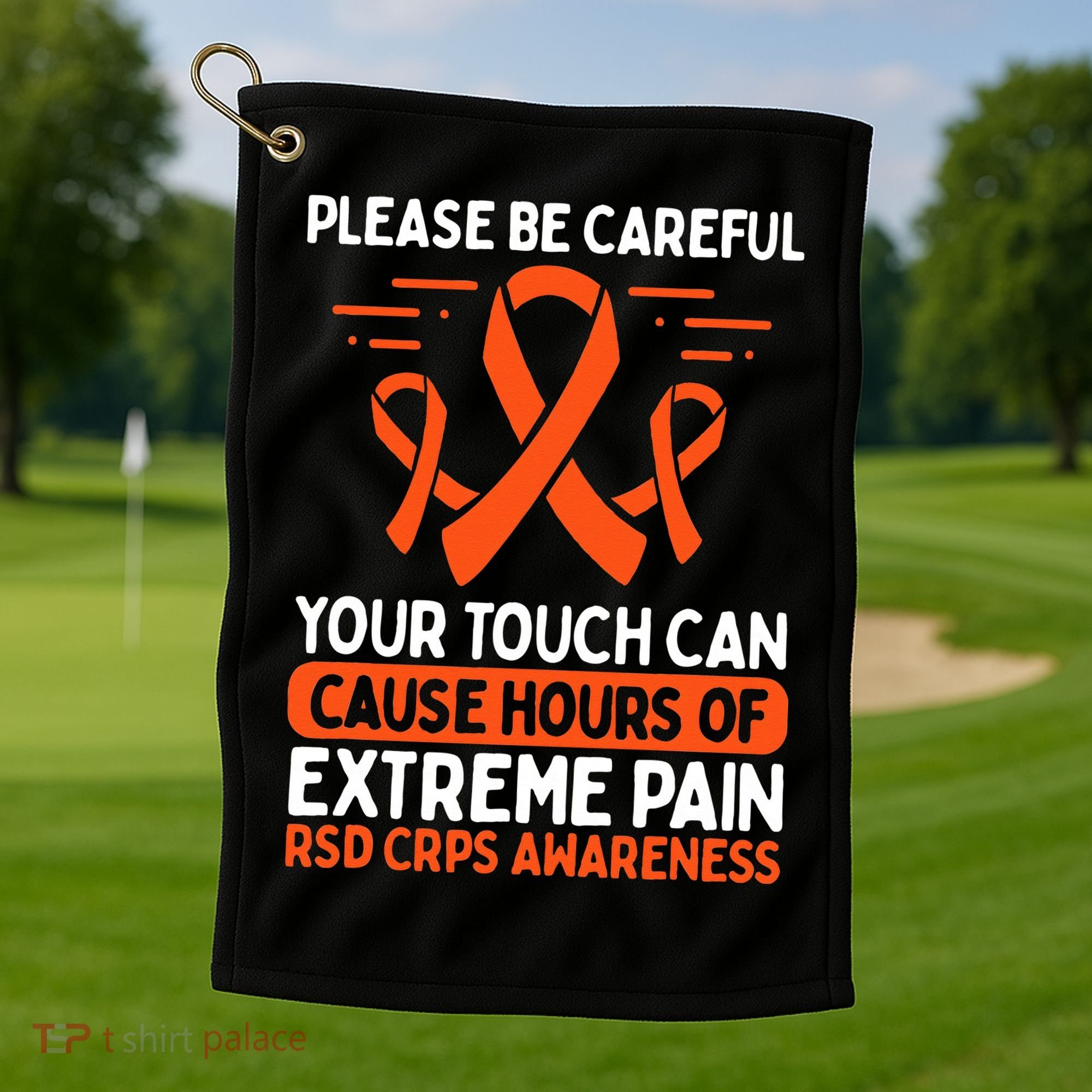 CRPS Awareness Fighter Disease RSD Warrior Orange Ribbon Golf Towel