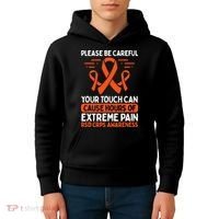 CRPS Awareness Fighter Disease RSD Warrior Orange Ribbon Kids Hoodie thumb 4