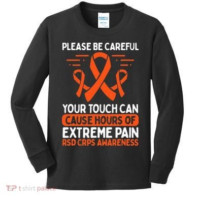 CRPS Awareness Fighter Disease RSD Warrior Orange Ribbon Kids Long Sleeve Shirt