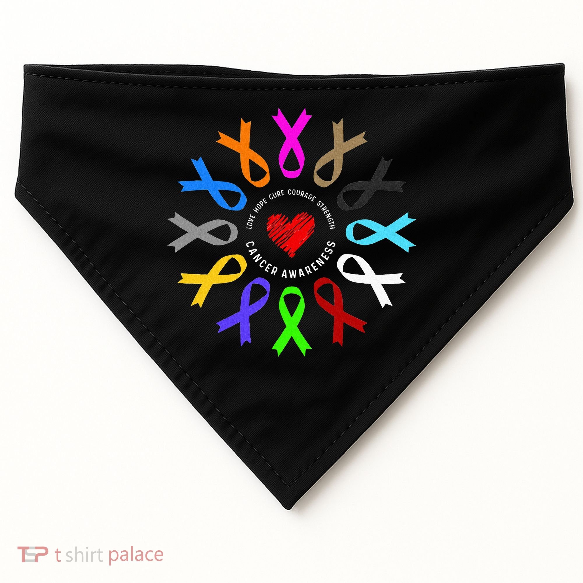 Cancer Awareness Fight Cancer Ribbon USA-Made Doggie Bandana