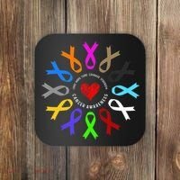 Cancer Awareness Fight Cancer Ribbon Coaster thumb 0