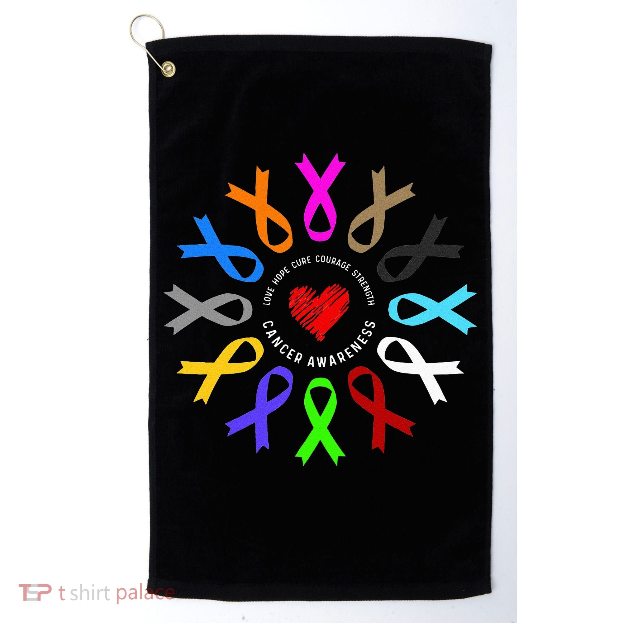 Cancer Awareness Fight Cancer Ribbon Golf Towel