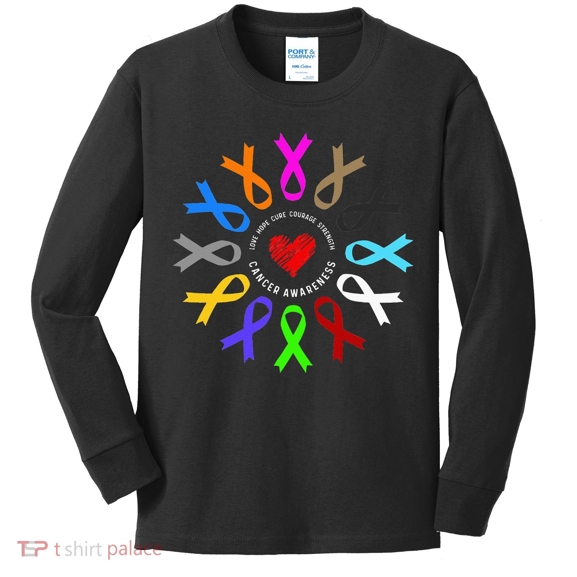 Cancer Awareness Fight Cancer Ribbon Kids Long Sleeve Shirt