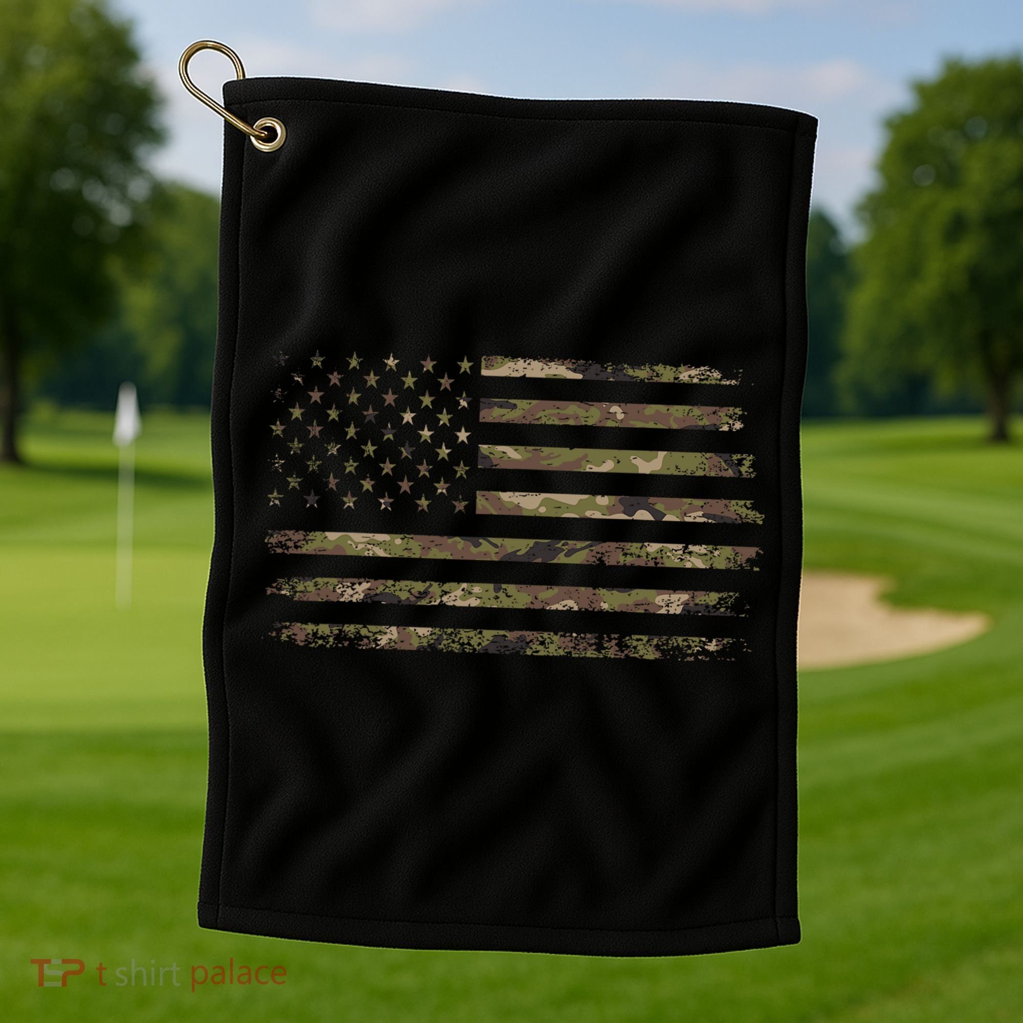 Camo American Flag Usa Camouflage Golf Towel