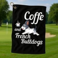 Coffee And French Bulldogs Golf Towel thumb 1