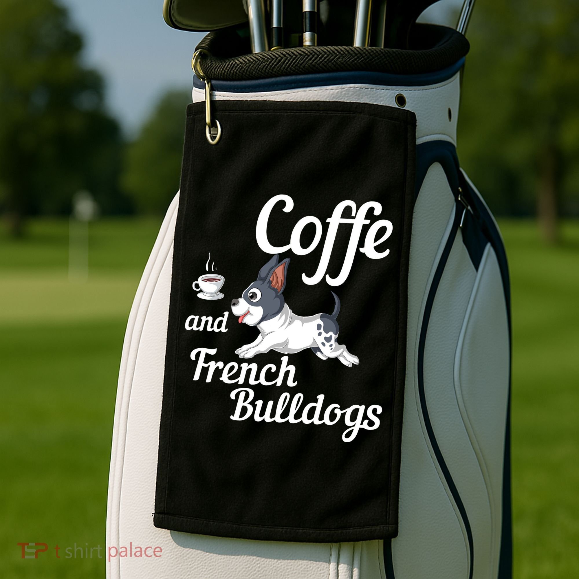 Coffee And French Bulldogs Golf Towel
