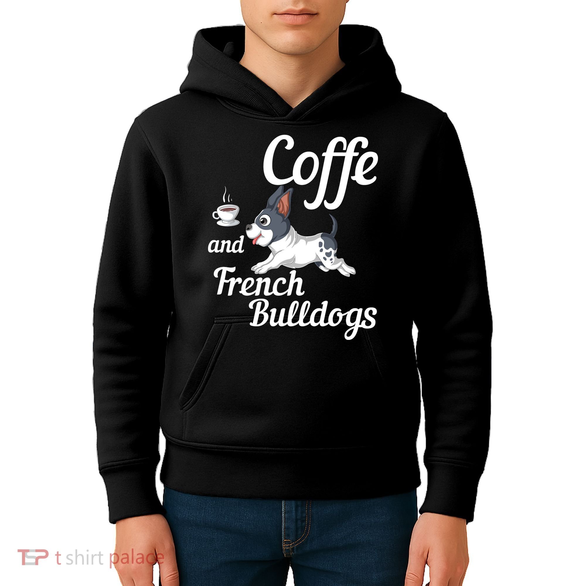 Coffee And French Bulldogs Kids Hoodie