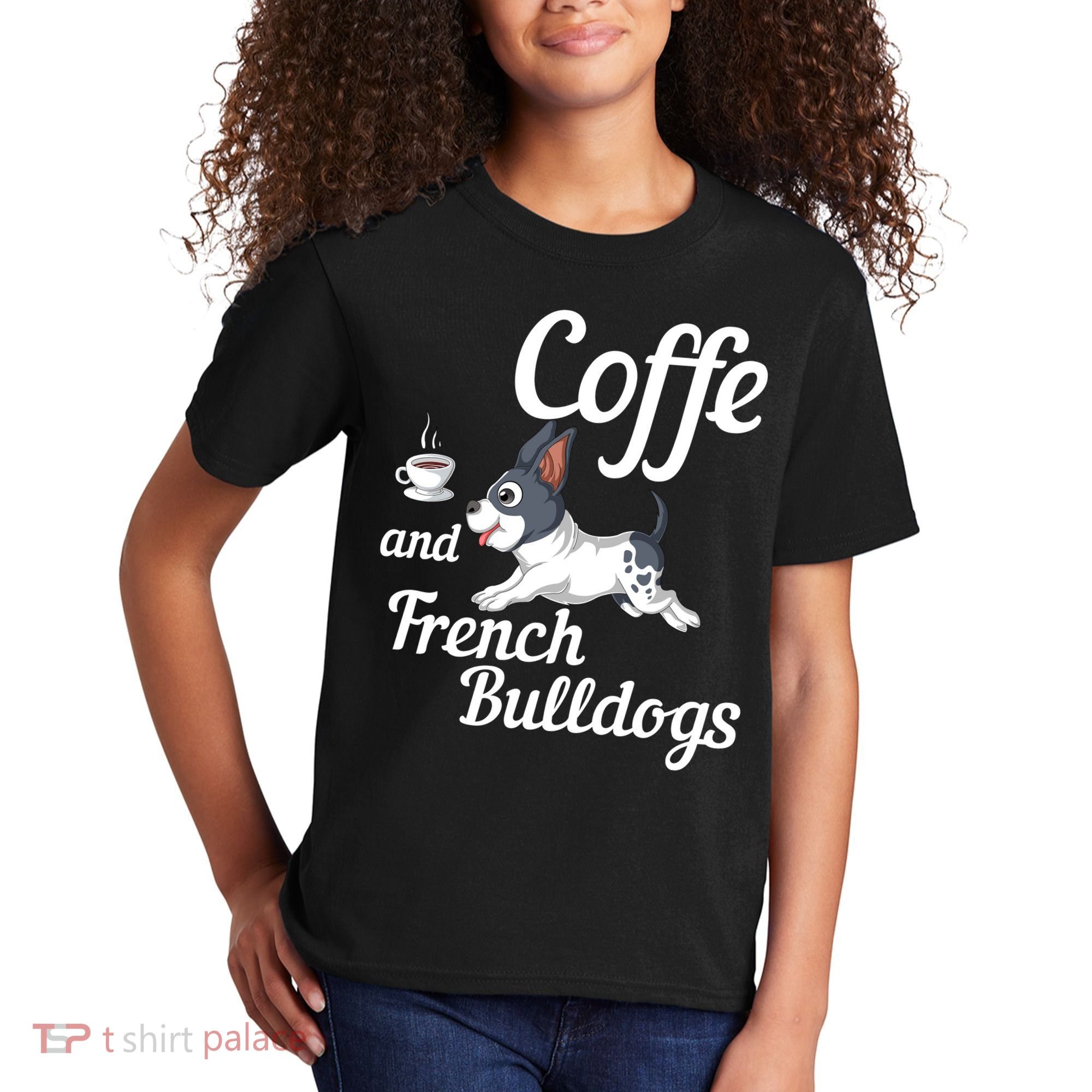 Coffee And French Bulldogs Kids T-Shirt