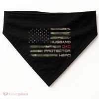 Camouflage American Flag Husband Dad Protector Hero Father USA-Made Doggie Bandana thumb 0