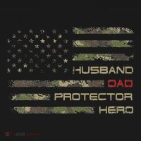 Camouflage American Flag Husband Dad Protector Hero Father USA-Made Doggie Bandana thumb 2