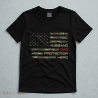 Camouflage American Flag Husband Dad Protector Hero Father T-Shirt thumb 5