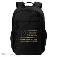 Camouflage American Flag Husband Dad Protector Hero Father Backpack thumb 0