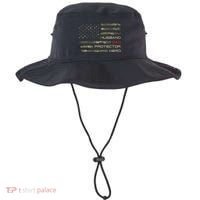 Camouflage American Flag Husband Dad Protector Hero Father Bucket Hat thumb 0
